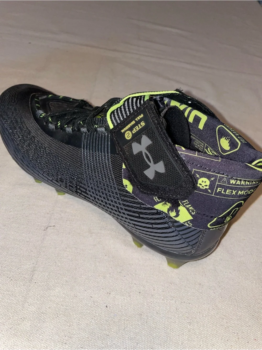 Men's Black, Silver and Neon Green Football Cleats